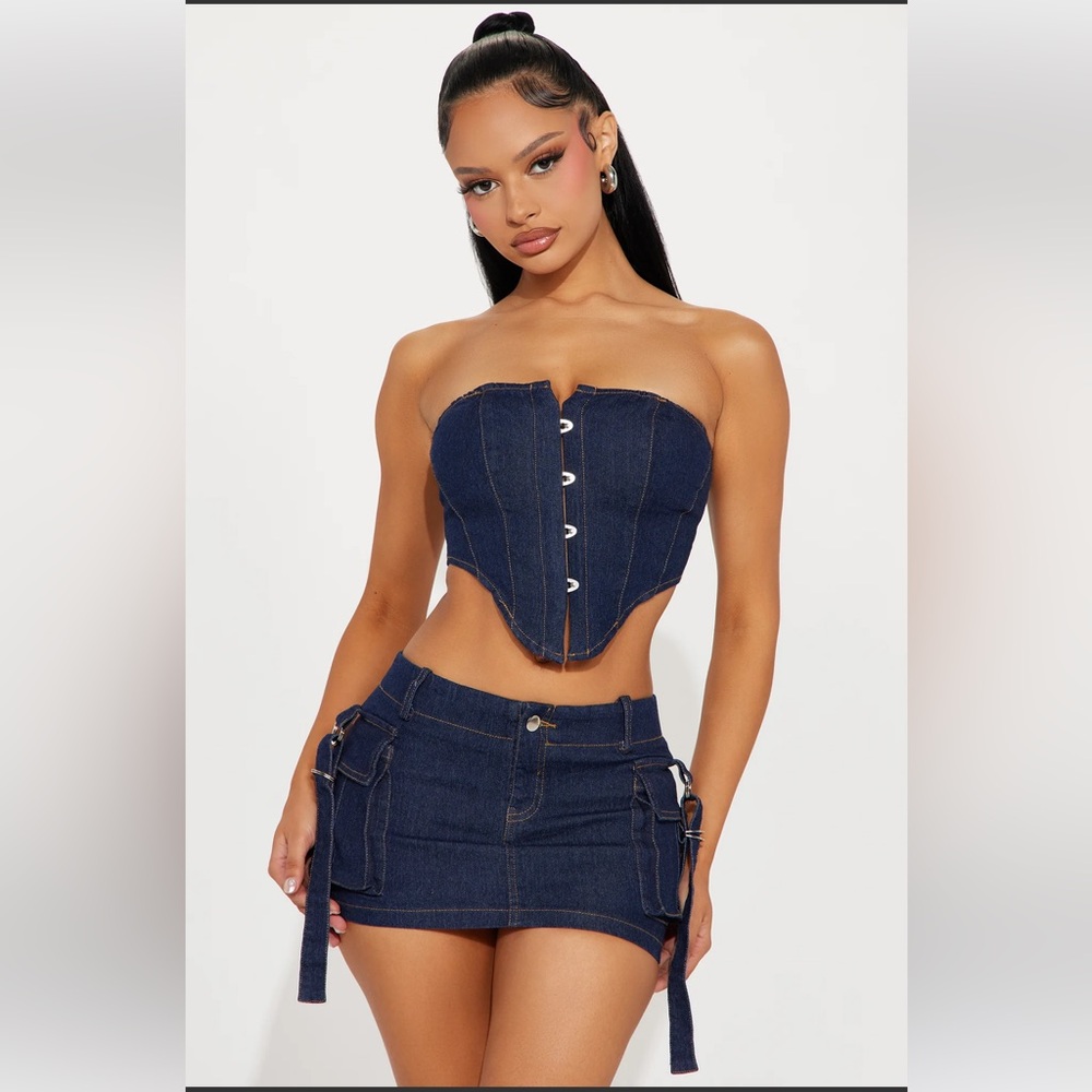Denim Corset and Skirt Set